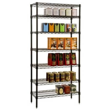 Focus Foodservice FocusFoodService FF2472BK 24 in. W x 72 in. L Epoxy Wire Shelf - Black FF2472BK